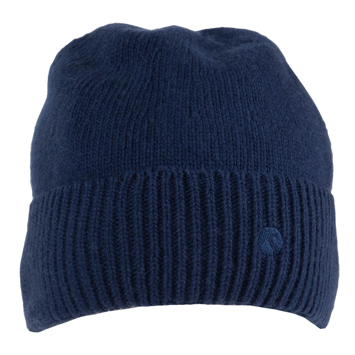 Kuvassa on sininen merinovillan ja kashmirin sekoitteesta valmistettu pipo.