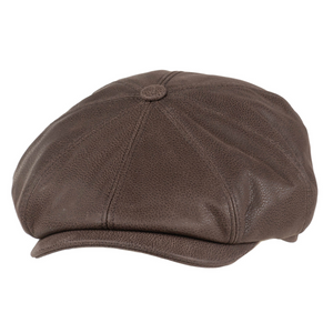 Salon Lakkitehdas Flat Cap Leather hattu, ruskea