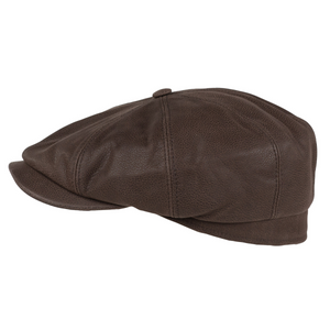 Salon Lakkitehdas Flat Cap Leather hattu, ruskea