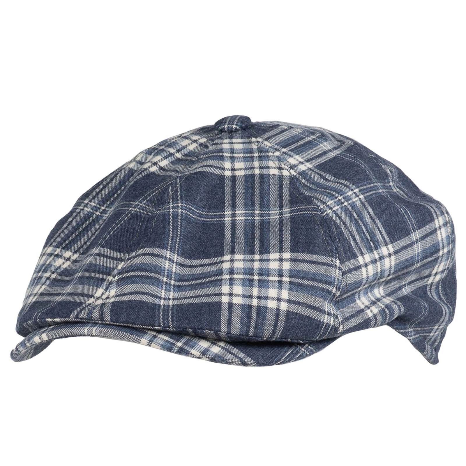 Kuvassa on Salon Lakkitehtaan siniruudullisesta luomupuuvillasta valmistettu Rocky Gen flat cap.