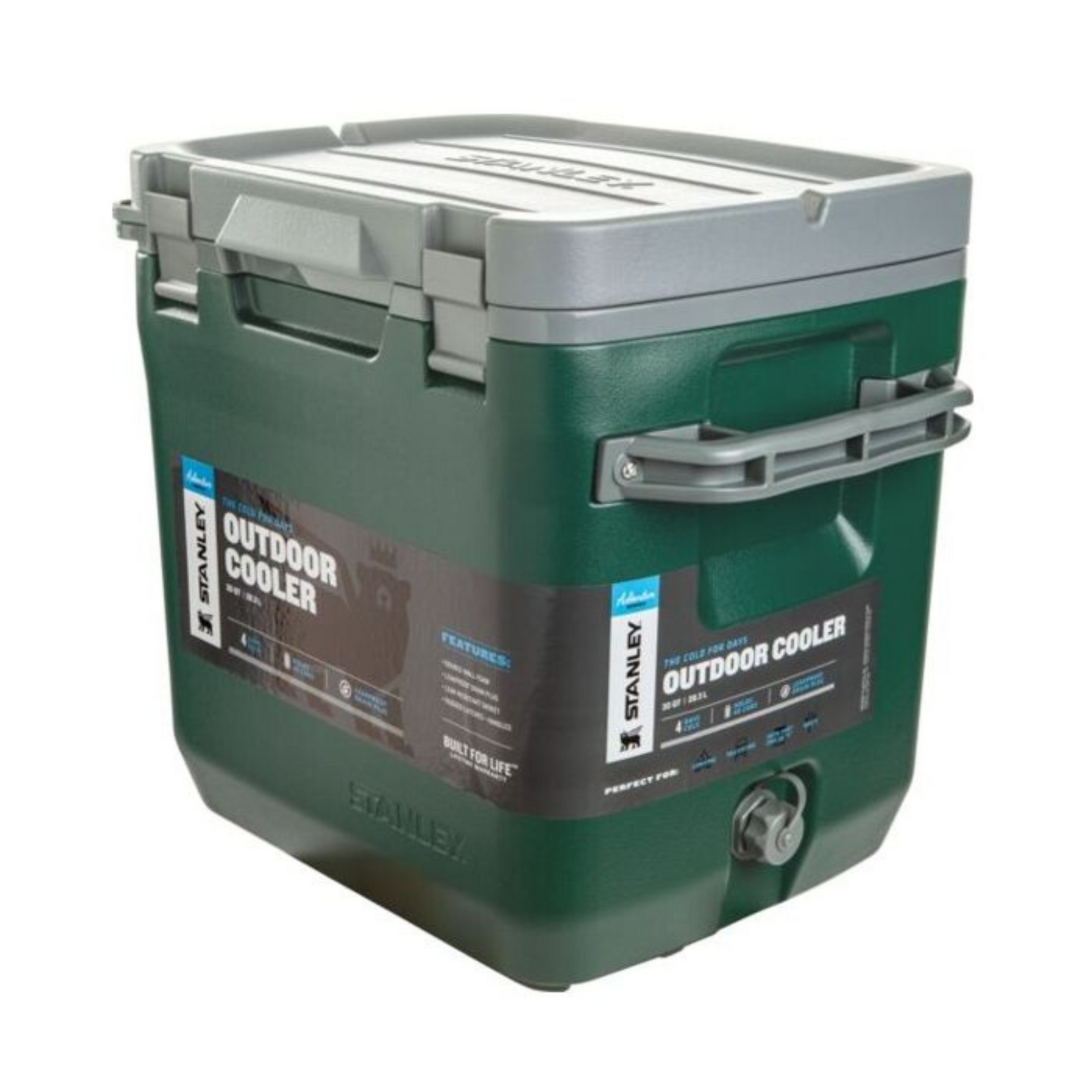 Kuvassa vihreä-harmaa Stanley Adventure 28.3l:n kylmälaukku.