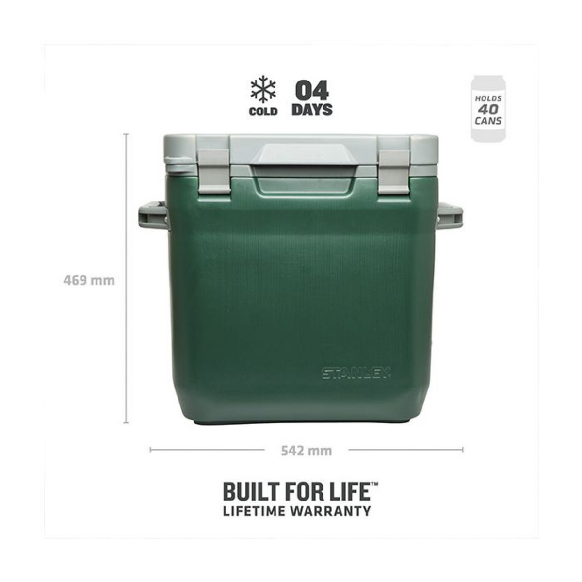 Mittakuva Stanley Adventure 28.3l:n kylmälaukusta.