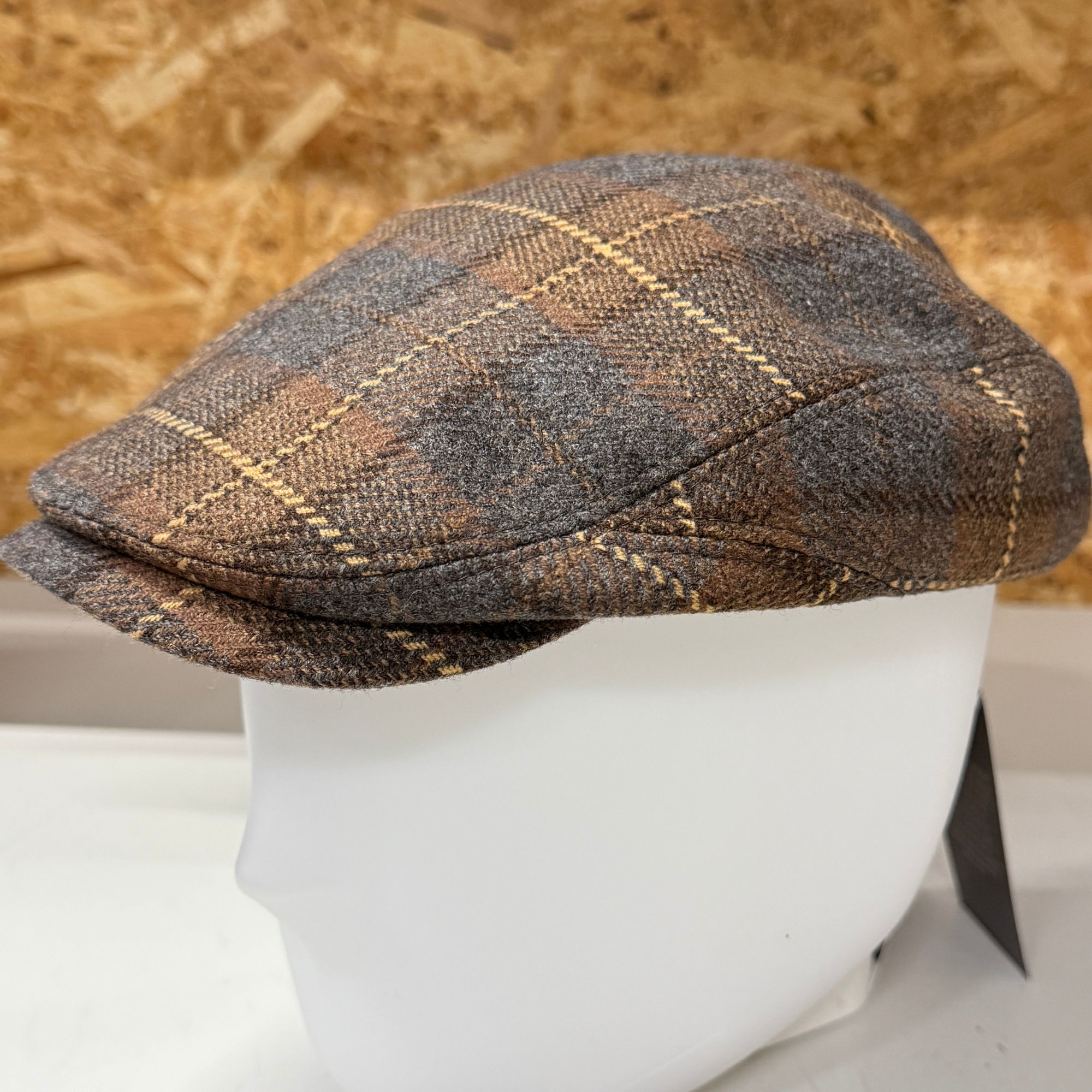 Stetson Driver Cap Check Wool/Cashmere ruskea/harmaa