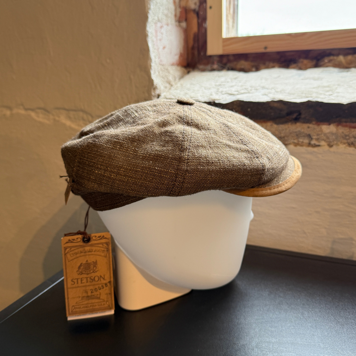 Stetson Hatteras Linen Silk Herringbone, ruskeabeige