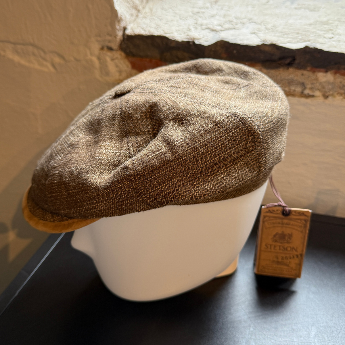 Stetson Hatteras Linen Silk Herringbone, ruskeabeige