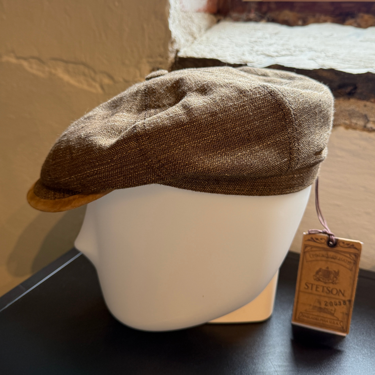 Stetson Hatteras Linen Silk Herringbone, ruskeabeige