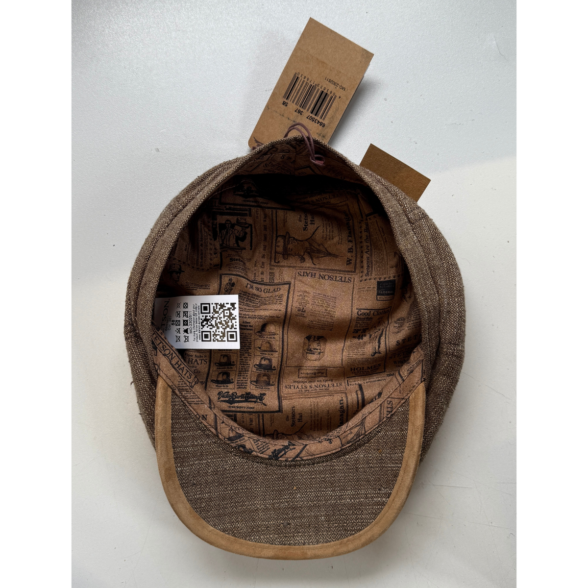 Stetson Hatteras Linen Silk Herringbone, ruskeabeige