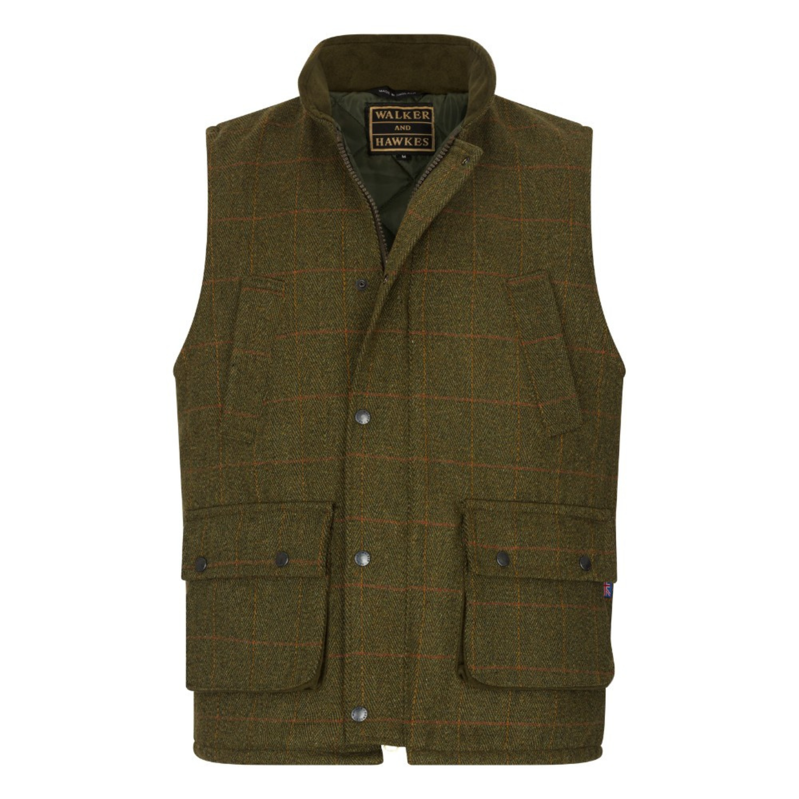 Walker Hawkes Derby Tweed Barrington Shooting Gilet, Dark Sage