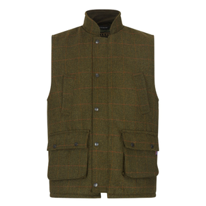 Walker Hawkes Derby Tweed Barrington Shooting Gilet, Dark Sage