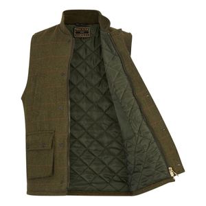 Walker Hawkes Derby Tweed Barrington Shooting Gilet, Dark Sage