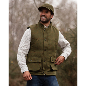 Walker Hawkes Derby Tweed Barrington Shooting Gilet, Dark Sage