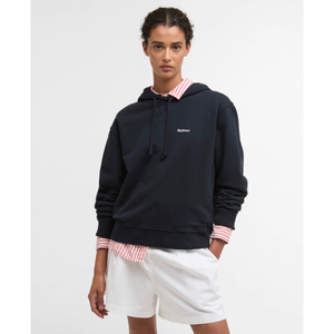 Kuvassa mallin päällä on tummansininen Barbour Bede naisten huppari.
