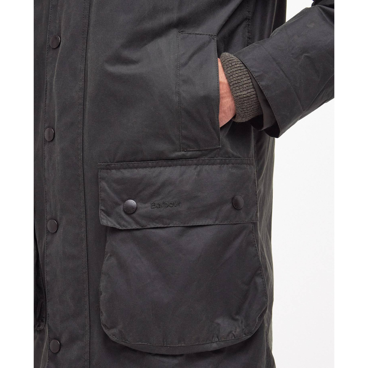 Barbour Border Wax Jacket miesten öljykangastakki , lähikuva taskusta.