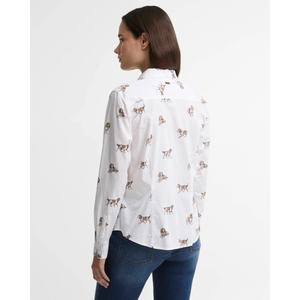 Barbour Brambles Shirt naisten koirakuvioinen paitapusero, valkoinen, takaa