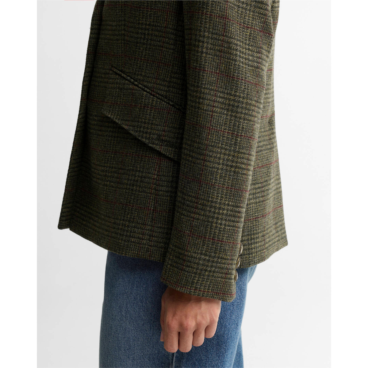 Barbour Browning Jacket naisten tweedbleiseri, hihasta kuvattuna.