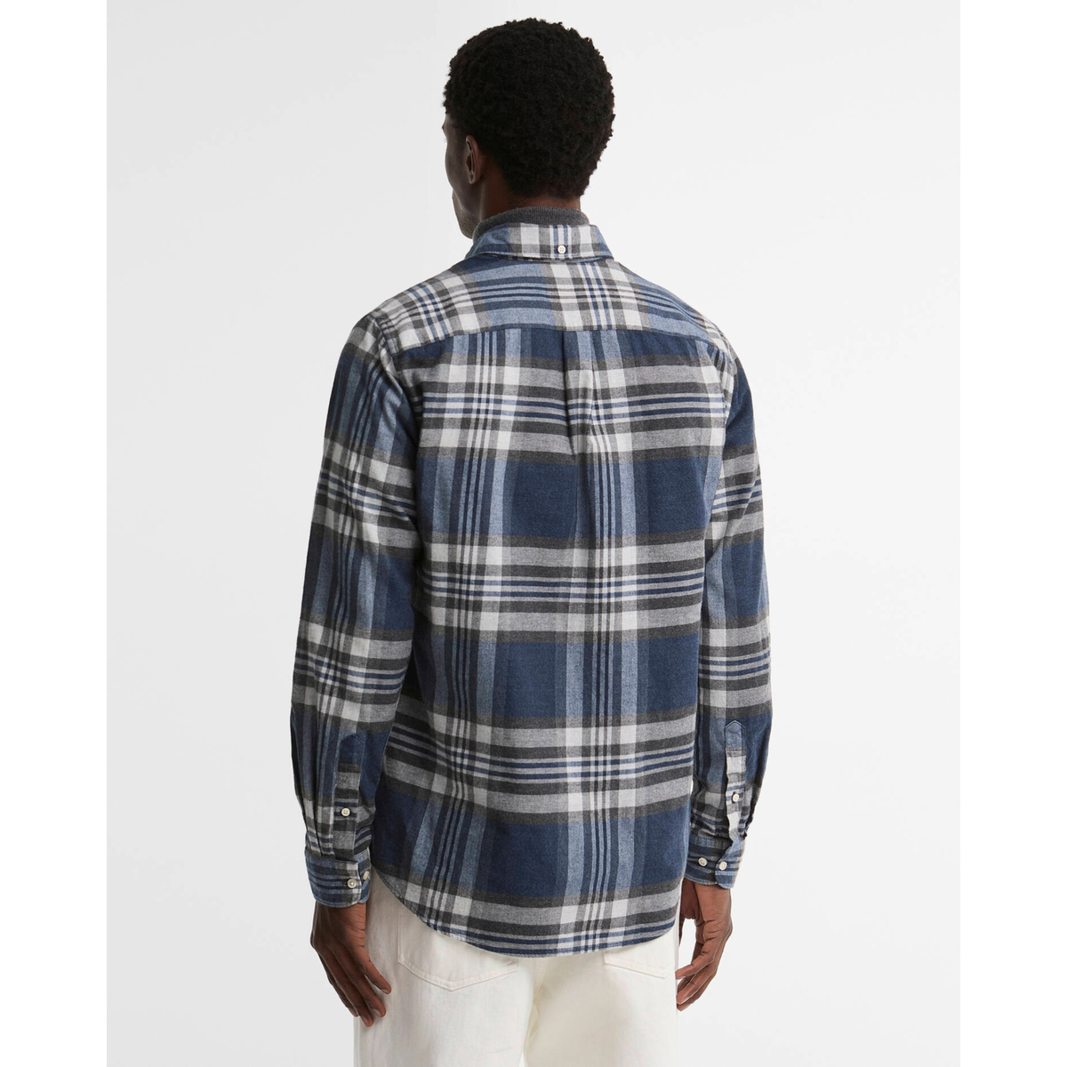 Barbour Dovedale Shirt miesten kauluspaita, siniharmaaruudullinen, takaa