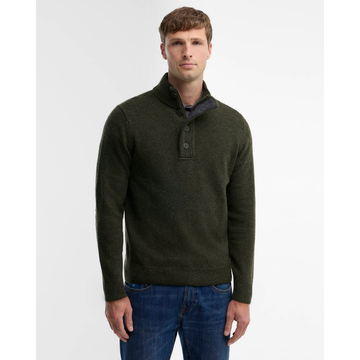 Barbour Essential Elbow Patch miesten neule, vihreä, edestä