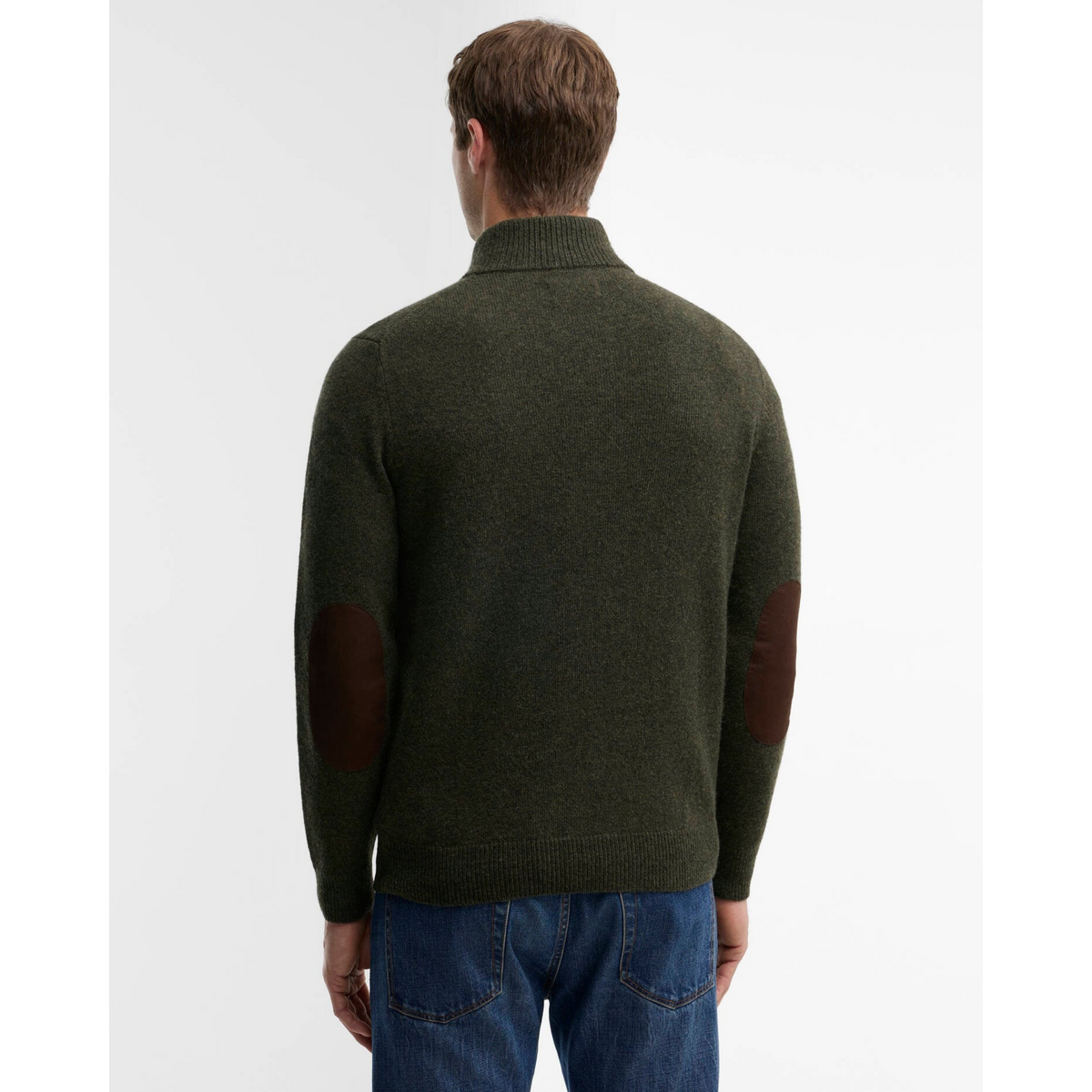 Barbour Essential Elbow Patch miesten neule, vihreä, takaa