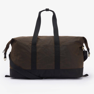 Barbour Field Waxed Holdall viikonloppukassi takaapäin kuvattuna.