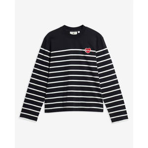 Barbour Harling Top naisten puuvillapaita, sininen/valkoiset raidat, edestä kuvattu.