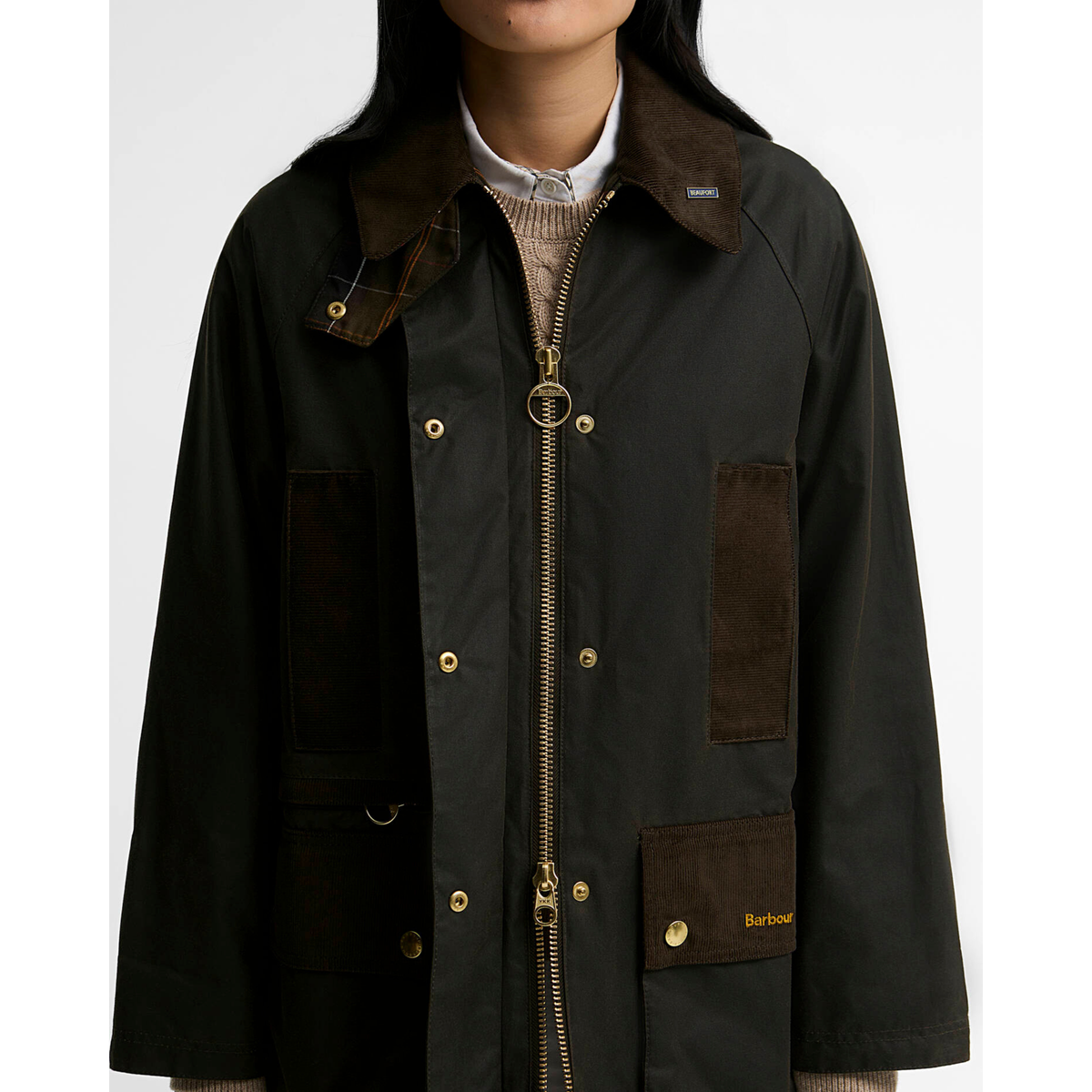 Barbour Icons Modern Beaufort naisten öljykangastakki, oliivinvihreä, vetoketju