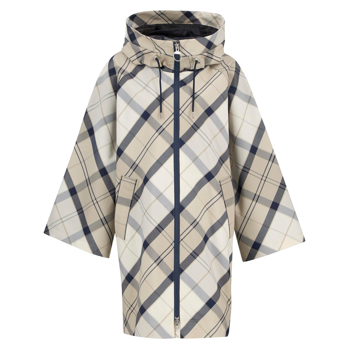 Kuvassa on naisten ruutukuvioinen Barbour Kinsale trenssitakki.