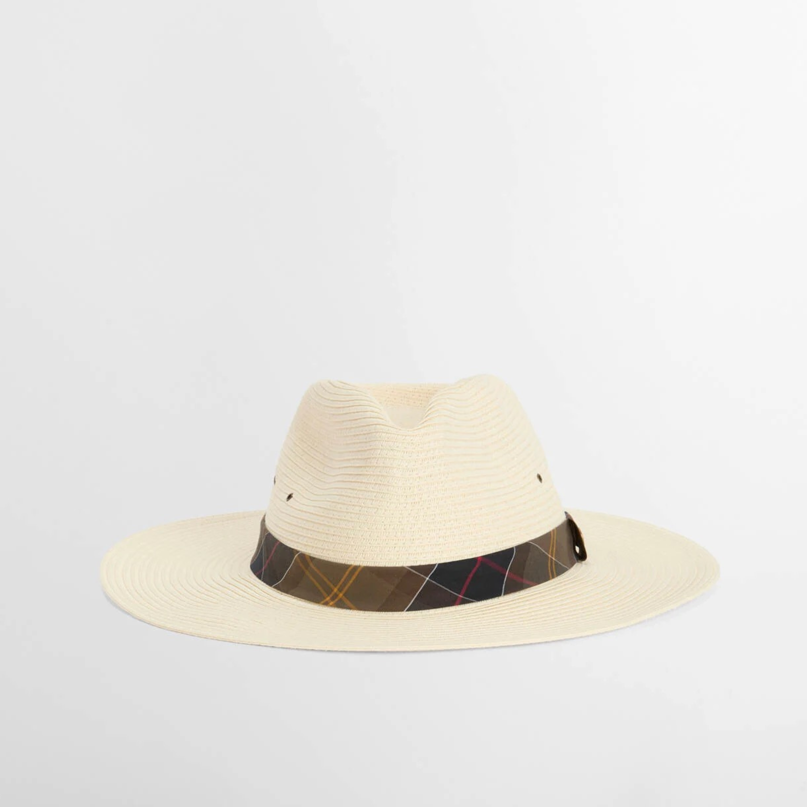 Kuvassa on klassinen Barbour Kirkstone Fedora -hattu jossa on ruudullinen koristenauha.