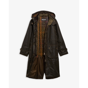 Barbour Long Cannich öljykangastakki, oliivi, sisustasta kuvayyuna.