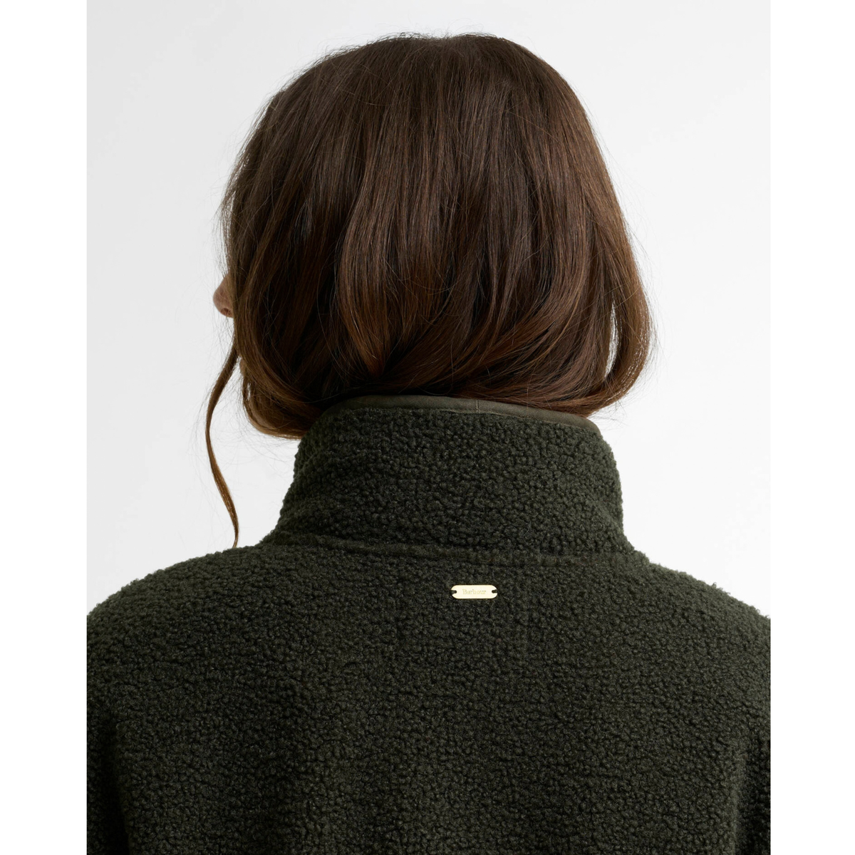 Barbour Mabel Fleece naisten fleecetakki, vihreä, niskasta kuvattuna.