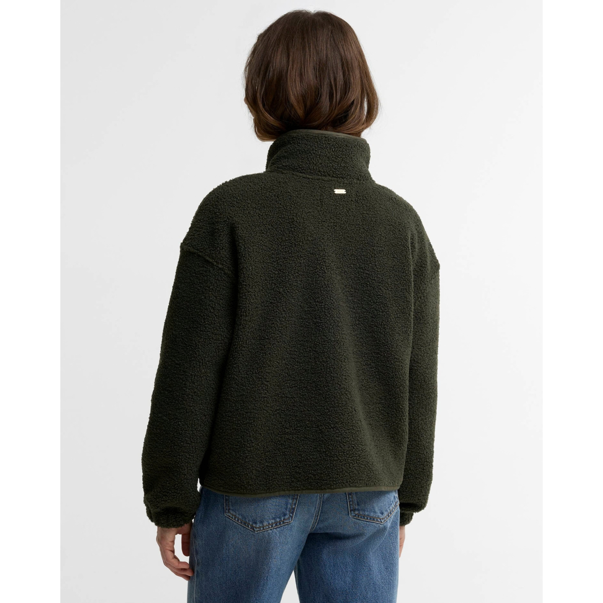Barbour Mabel Fleece naisten fleecetakki, vihreä, kuvattuna seläsä.