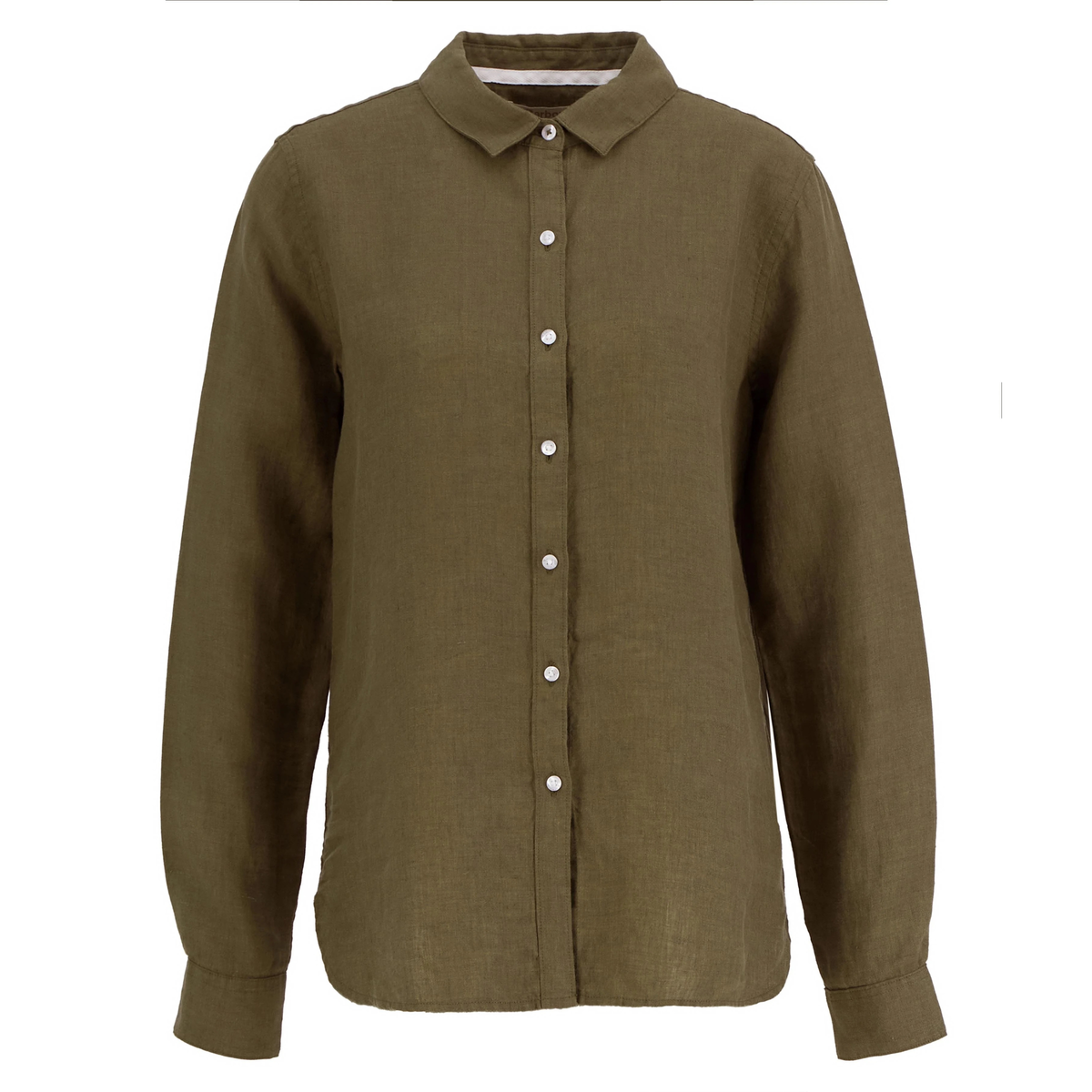 Kuvassa on naisten oliivinvihreä Barbour Marine pellavapaita.