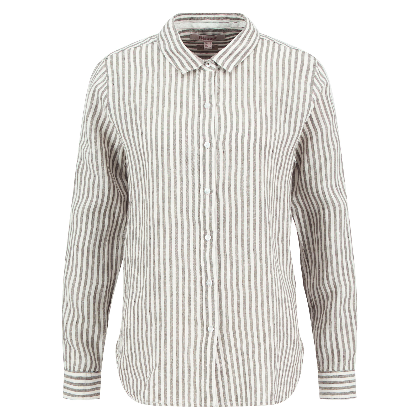 Barbour Marine Shirt naisten pellavapaita, valko/vihreäraidallinen