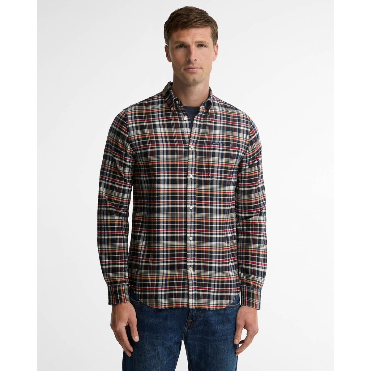 Barbour Northfell Shirt miesten flanellipaita, punaruudullinen,edestä kuvattuna.