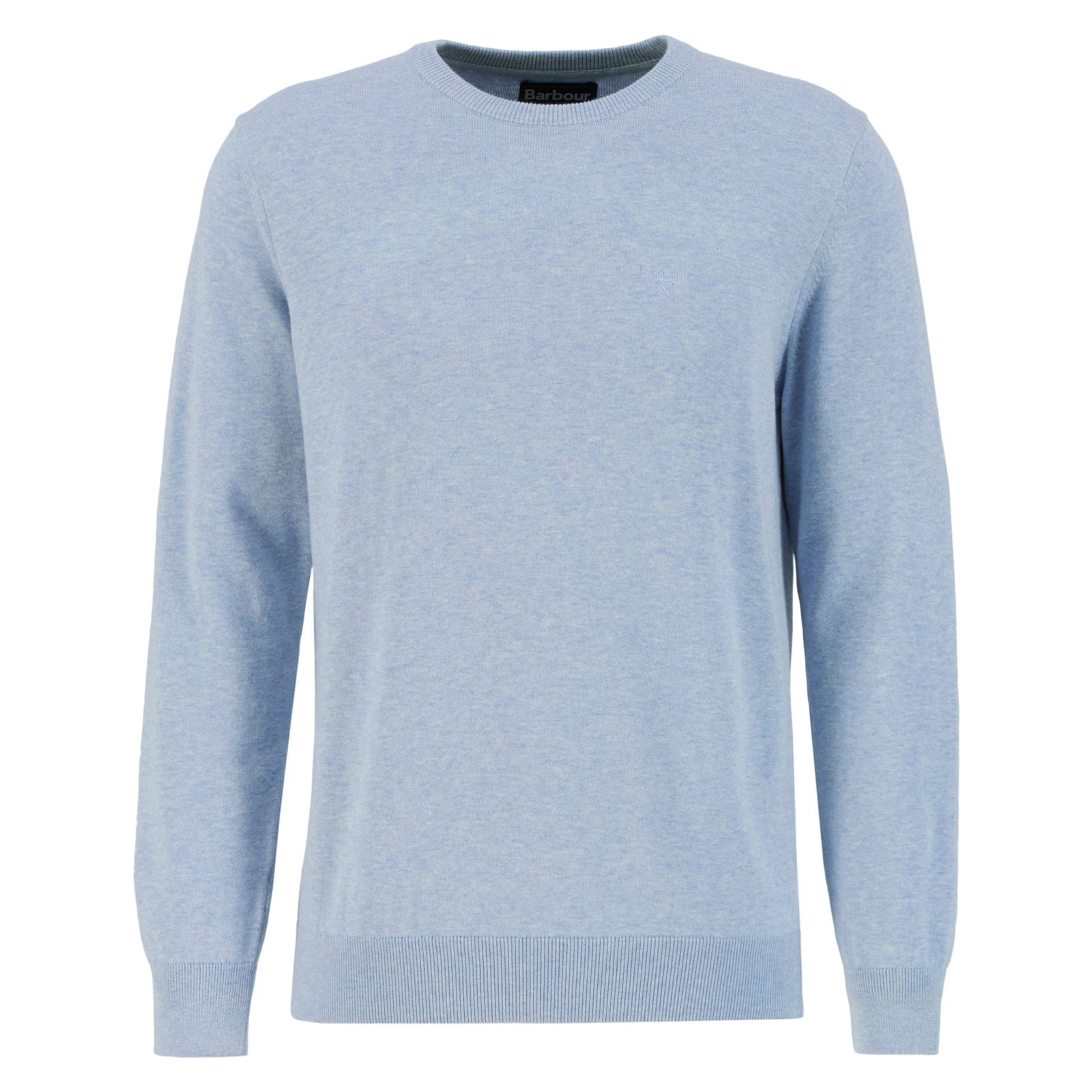 Kuvassa vaaleansininen Barbour Pima Cotton miesten puuvillaneule.