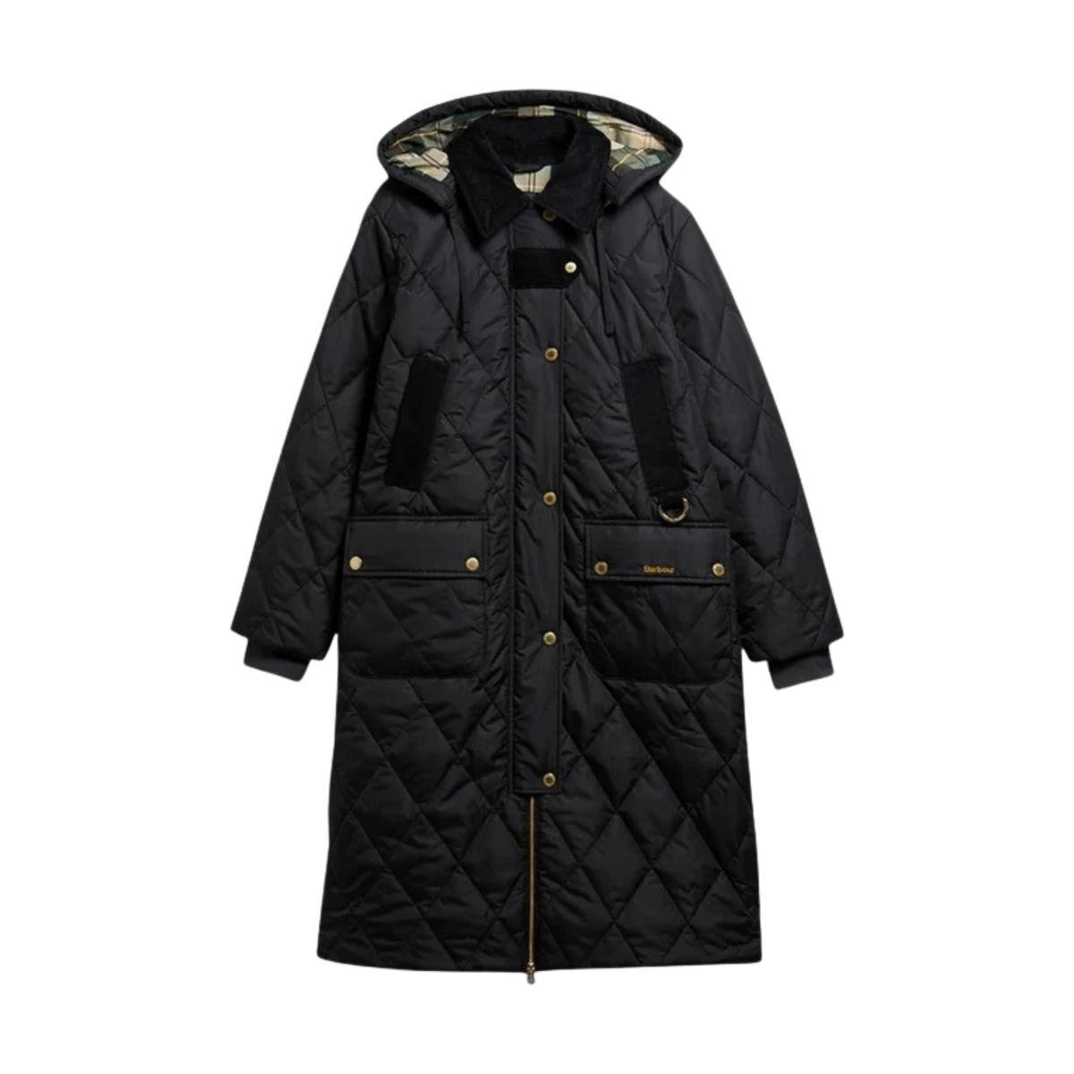 Barbour Rudson Quilt naisten pitkä tikkitakki, musta