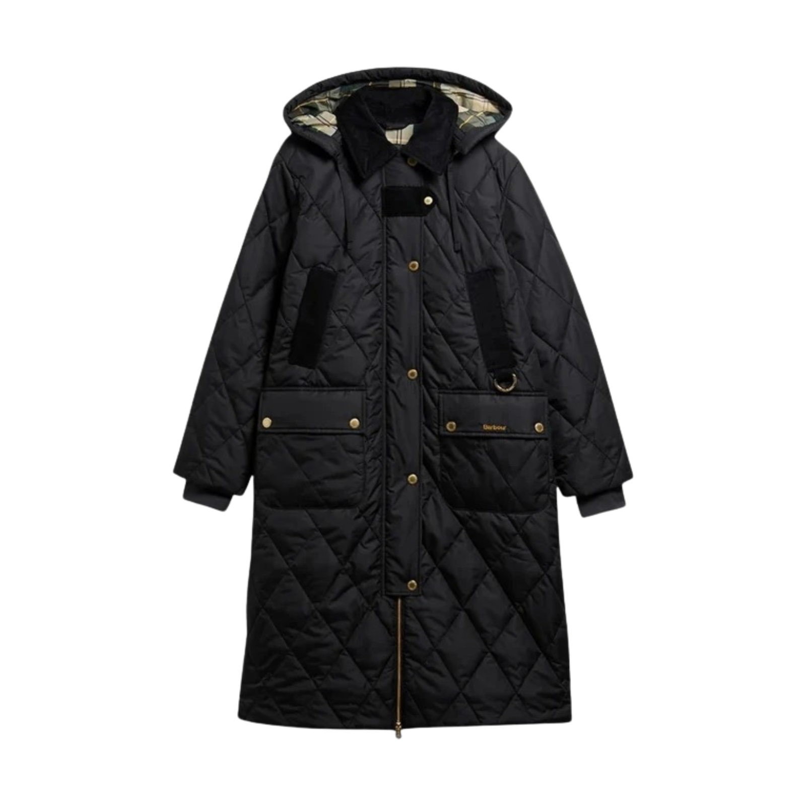 Barbour Rudson Quilt naisten pitkä tikkitakki, musta