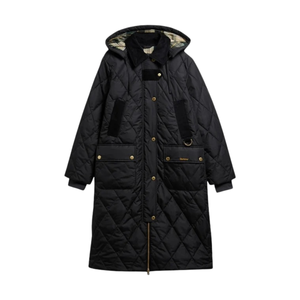 Barbour Rudson Quilt naisten pitkä tikkitakki, musta