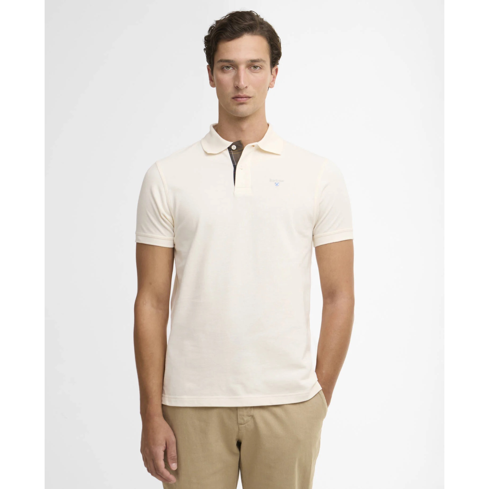 Barbour Tartan Pique Polo Shirt, luonnonvalkoinen