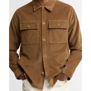 Barbour Tartan Trimmed Cord Overshirt, hiekka, napit