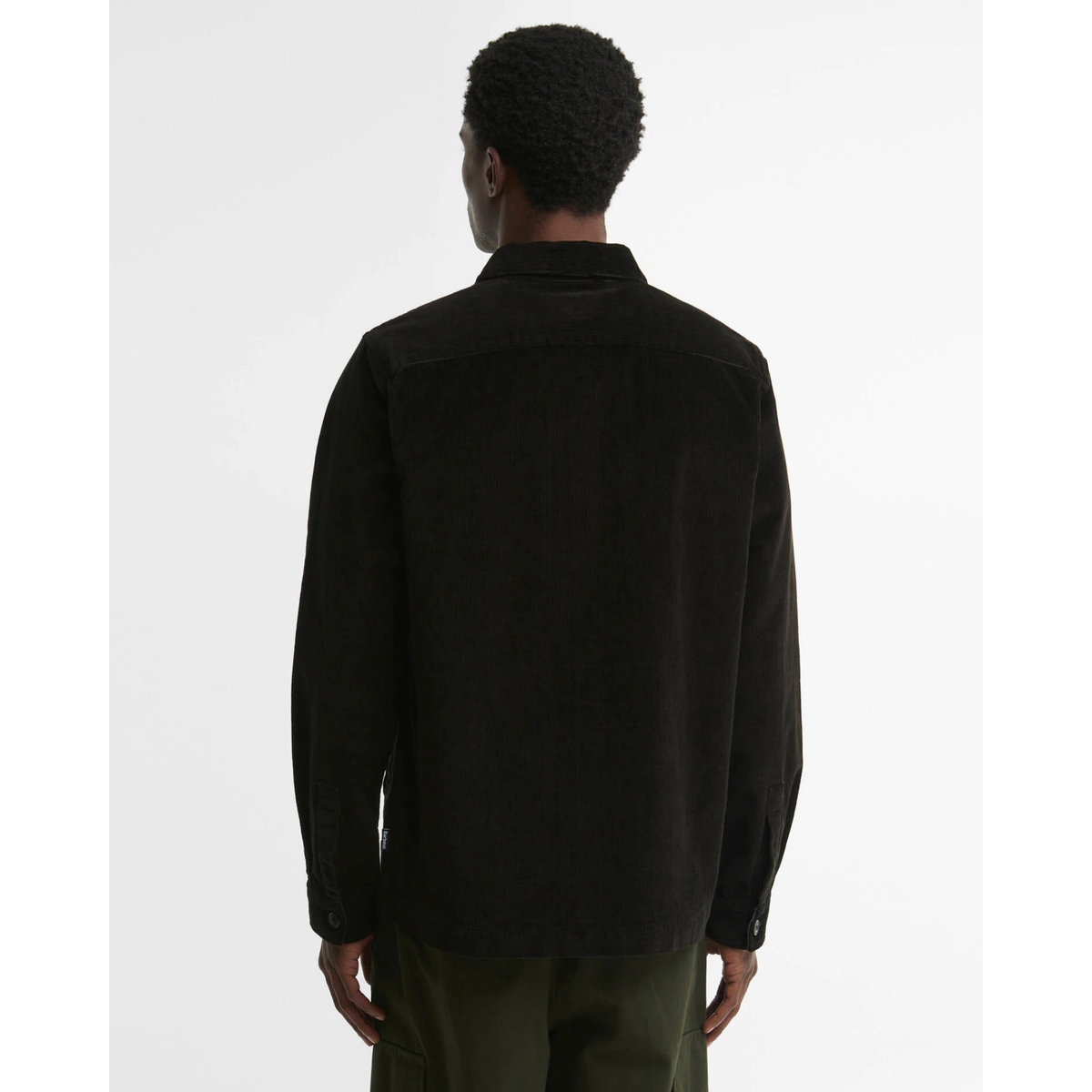 Barbour Tartan Trimmed Cord Overshirt, oliivi, Kuvattuna selästä.