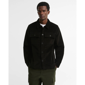 Barbour Tartan Trimmed Cord Overshirt, oliivi, Kuvattuna kiinni 