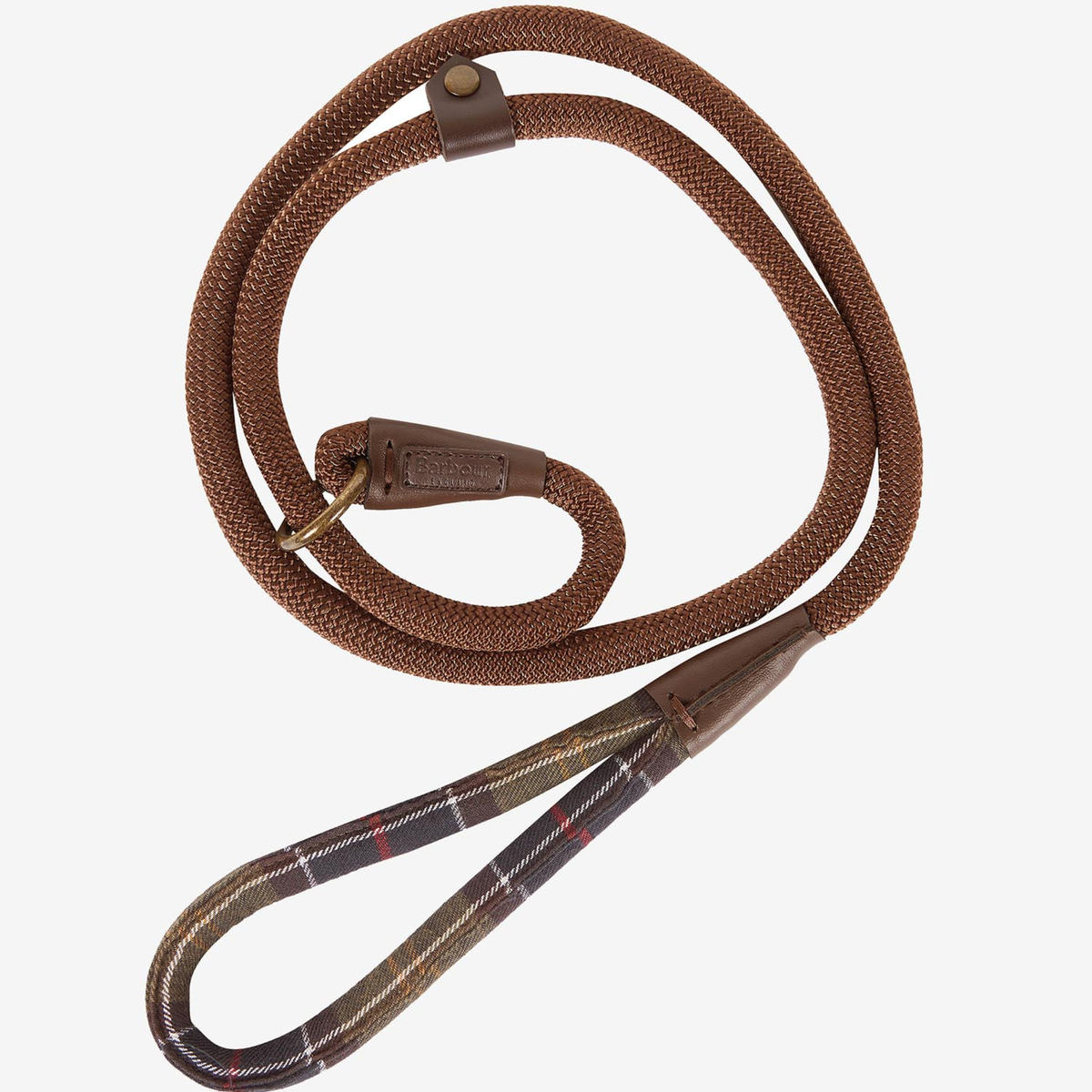 Kuvassa on Barbour Tartan Trimmed Slip Dog Lead jossa hihnan pää muodostaa kaulapannan.