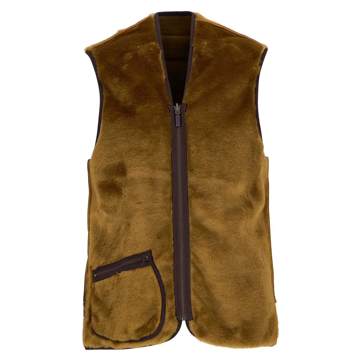 Barbour Warm Pile Zip-In Liner, teddy vuori, ruskea, Edestä kuvattuna.