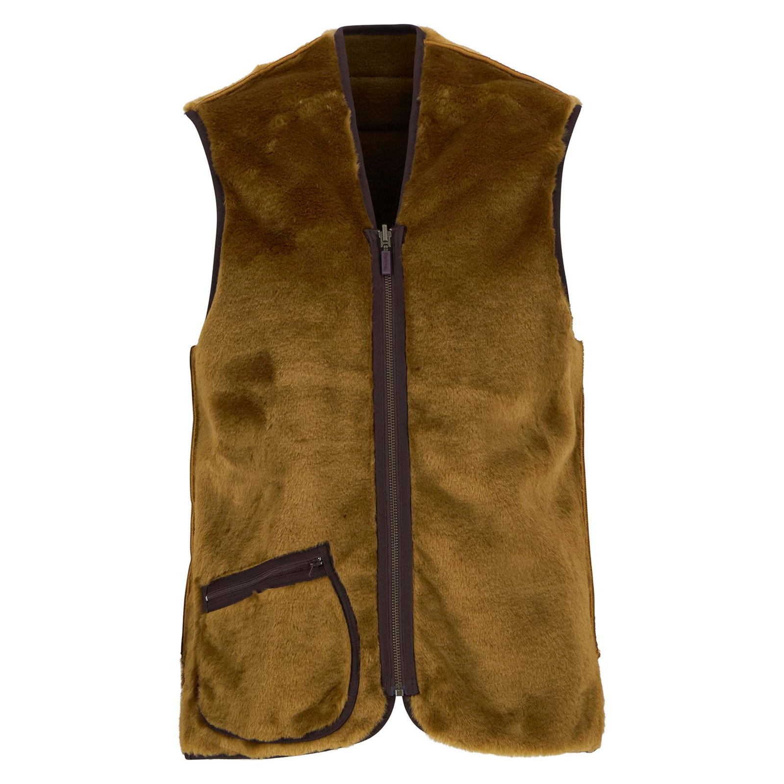 Barbour Warm Pile Zip-In Liner, teddy vuori, ruskea, Edestä kuvattuna.