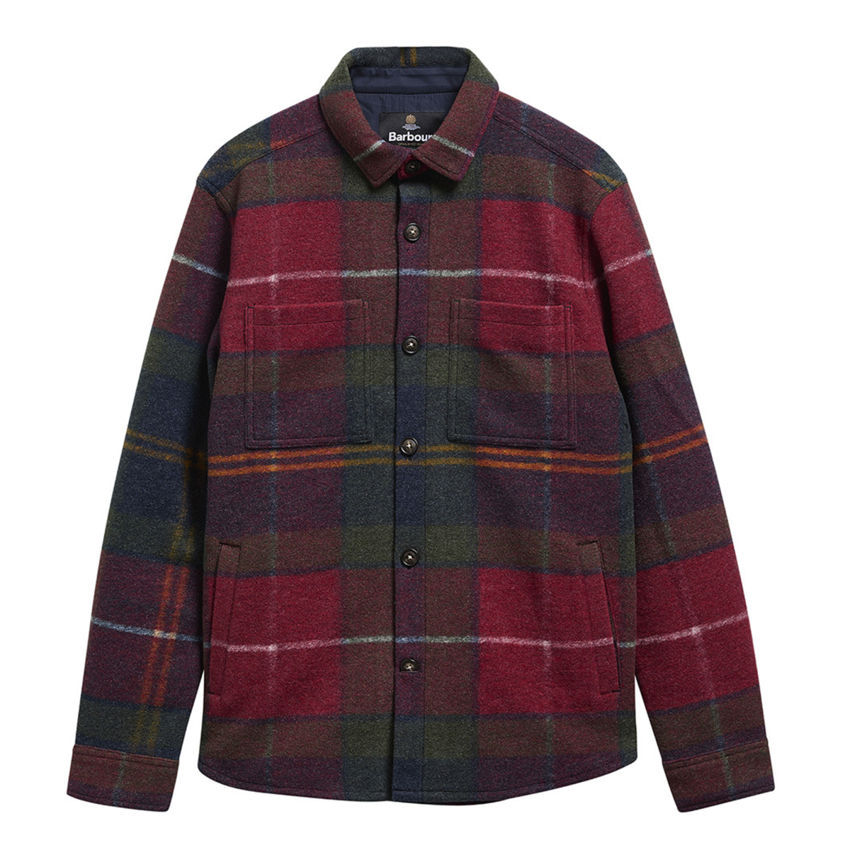 Barbour Woodlane Brushed Check paitatakki, winterberry, kuvattuna edestä päin.