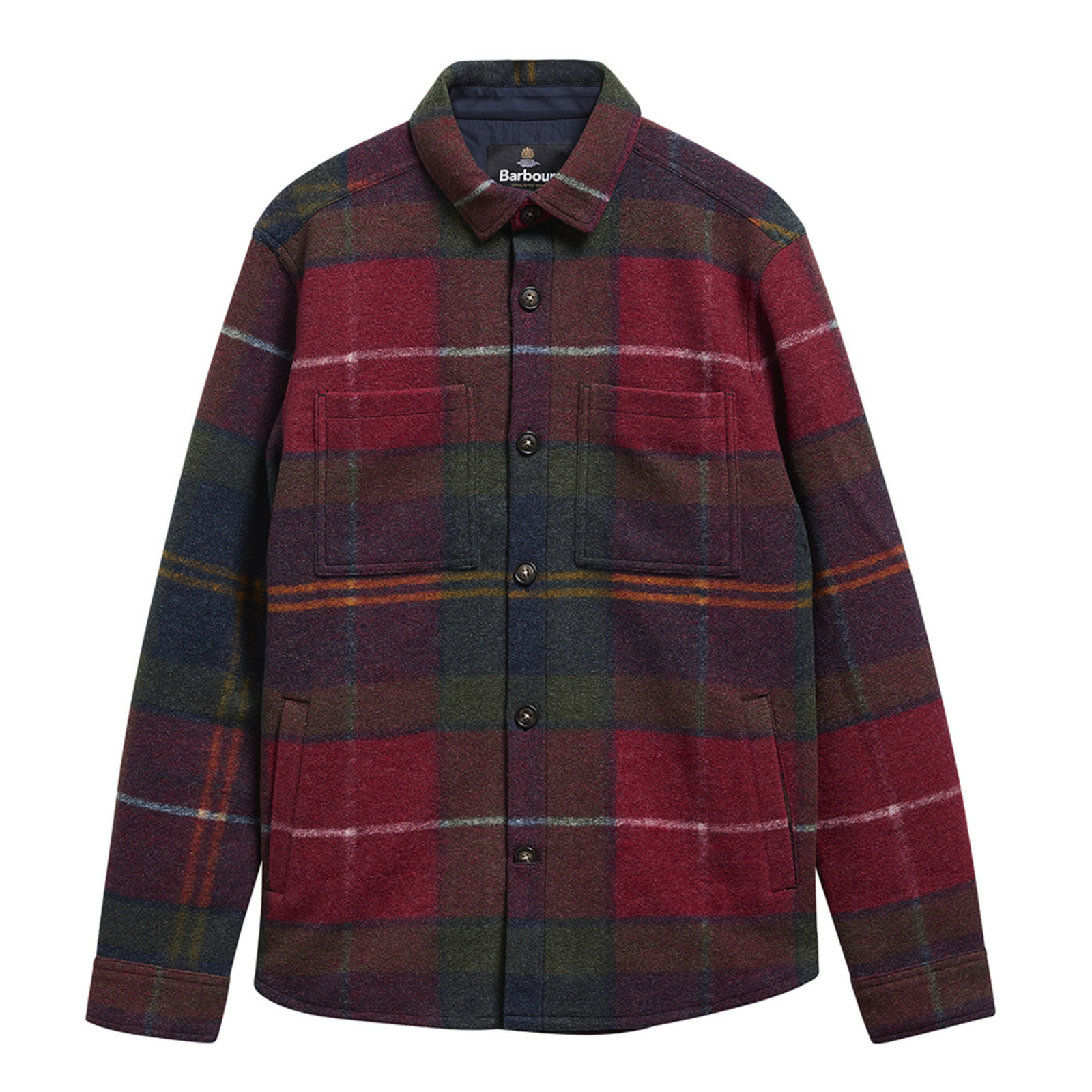 Barbour Woodlane Brushed Check paitatakki, winterberry, kuvattuna edestä päin.