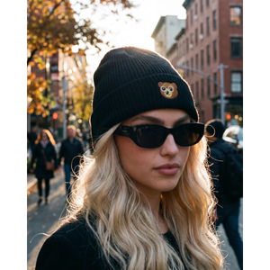Baron Filou Cotton Beanie, black, Kuvattuna mallin päässä.
