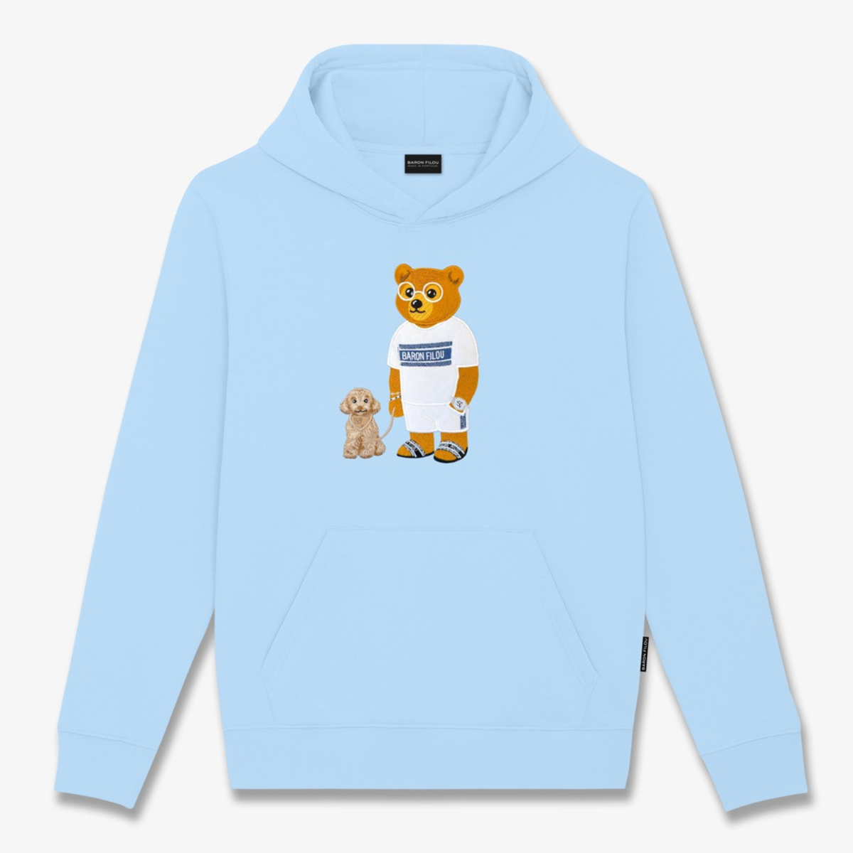 Baron Filou Embroidered Hoodie Filou CLXV, vaaleansininen