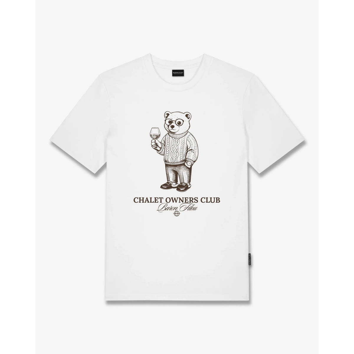 Baron Filou T-paita Supima Cotton Lineart T-Shirt Filou 181 - White, edestä kuvattuna.