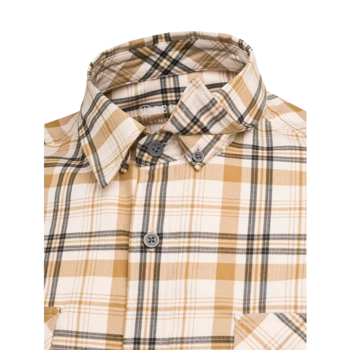 Beretta Cadet Flannel Frontier Ivory Check miesten flanellipaita kaulus